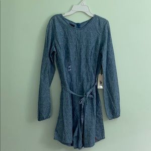 Darling blue floral long sleeve romper